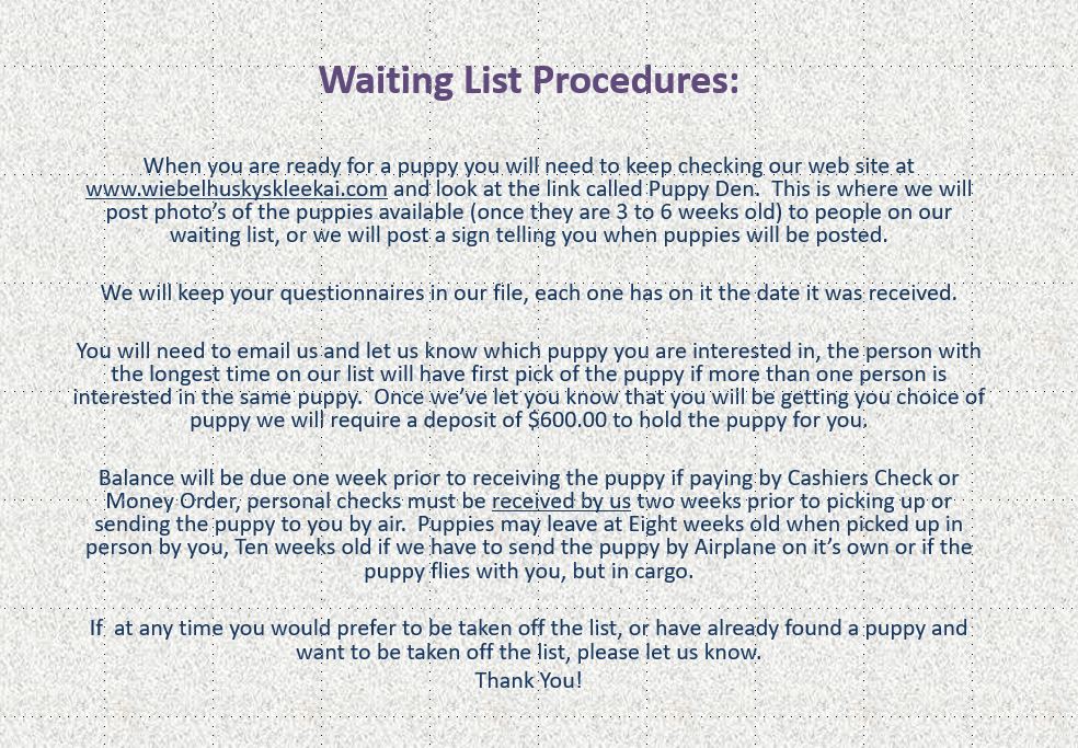 Waiting List Instructions